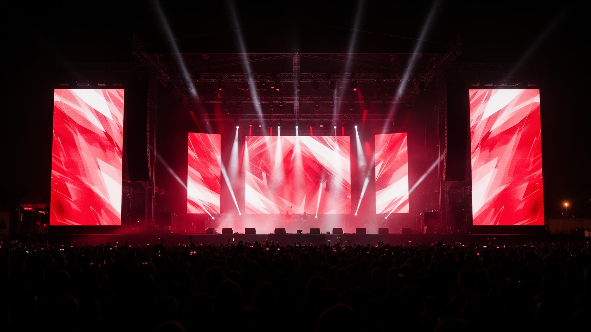 Concert stage with LED video walls and lighting
